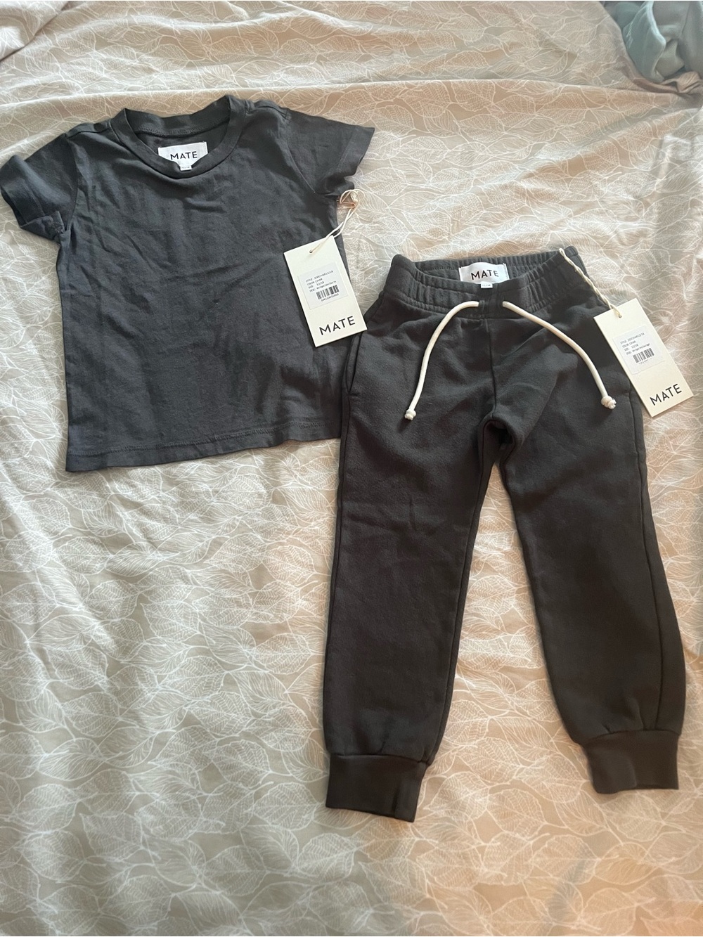 MATE the label baby Charcoal Jogger and t shirt set